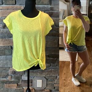 Sundry Pima Cotton Side Knot Tie Front Neon Yellow T-Shirt